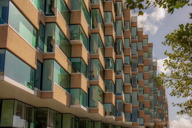 Front of a modern housing estate in Copenhagen Denmark