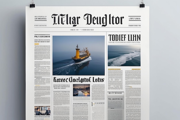 Front Page newspaper design in vector template