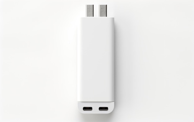 USB-порты передней панели в белом цвете, изолированные на белом фоне