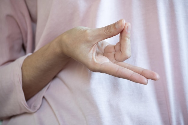 Front plane of Prana mudra with copy space