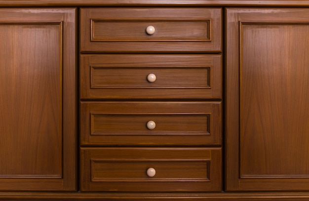 Front showcase cabinet or wardrobe wooden frame door and drawers