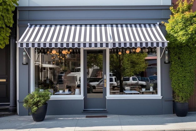 the front of the storefront with a striped awning that says it's a little bit of a little bit of fun.