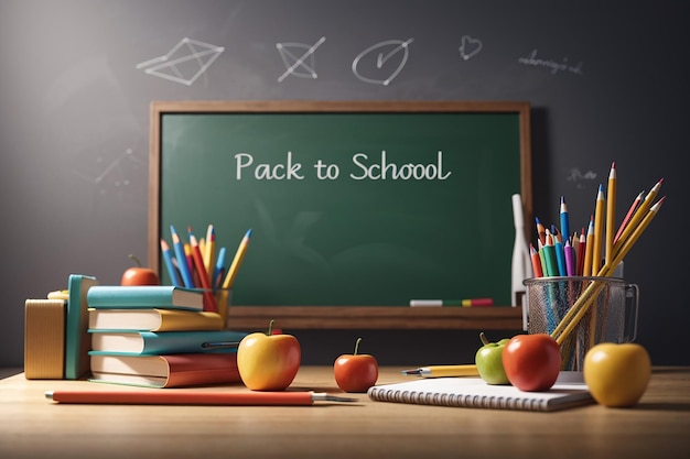 Front view of back to school concept with copy space
