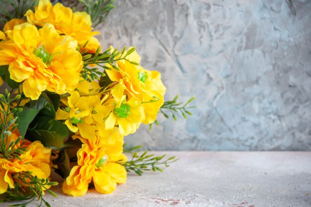 front view beautiful yellow flowers on white surface