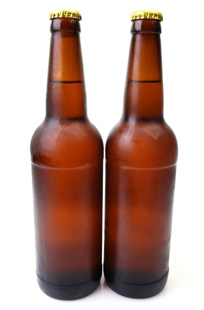 Front view of beer bottles