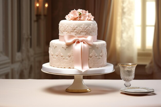 Photo front view of birthady cake with copy space