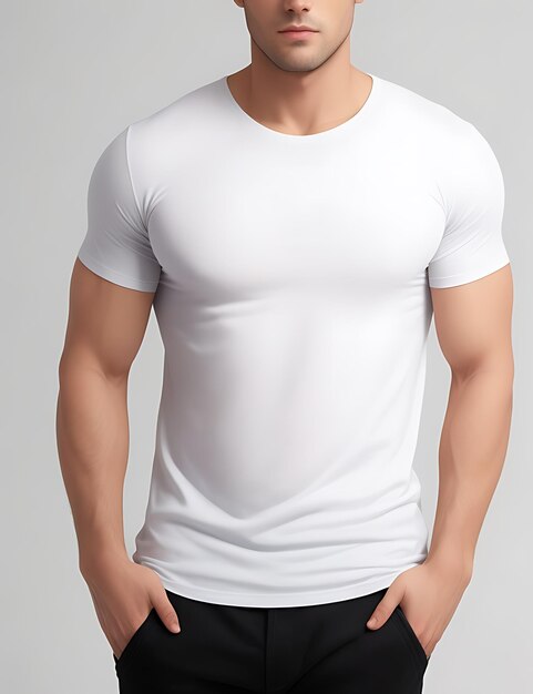 Premium AI Image | Front View of a Blank white TShirt Model mockup