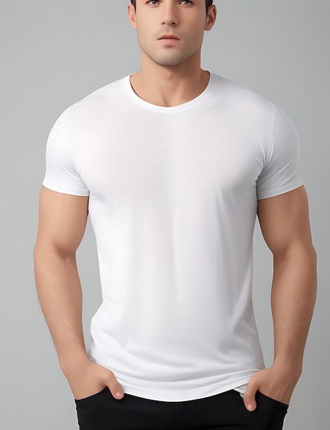 Передний вид модели пустой белой футболки