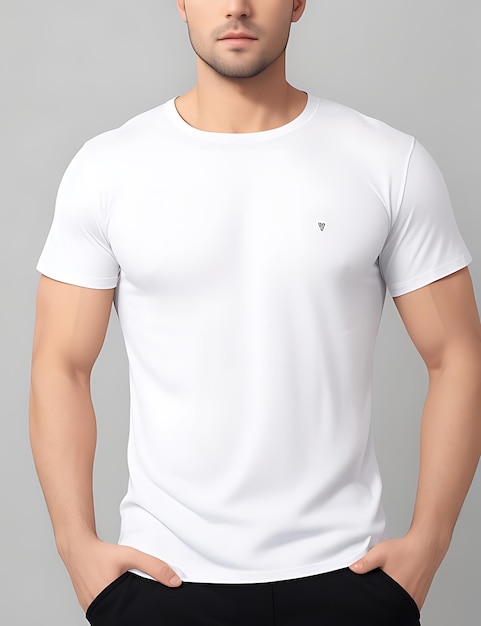 Front View of a Blank white TShirt Model mockup