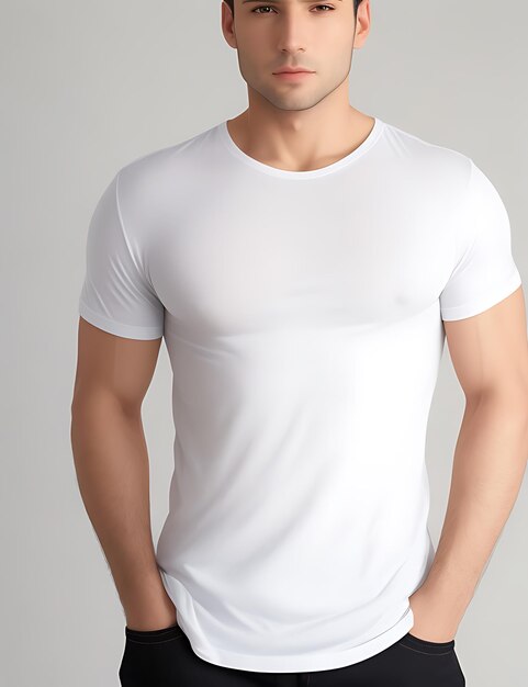 Premium AI Image | Front View of a Blank white TShirt Model mockup