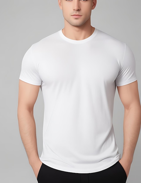 Front View of a Blank white TShirt Model mockup