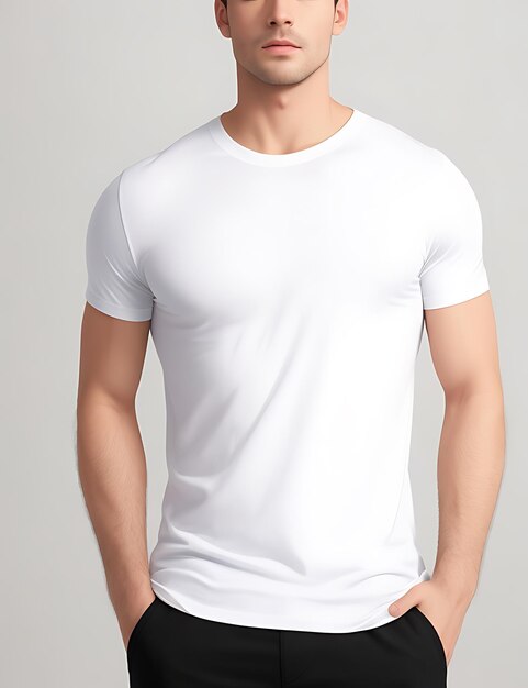 Premium AI Image | Front View of a Blank white TShirt Model mockup