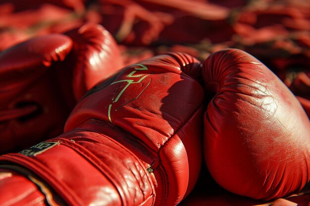 Front view of boxing equipment next to ring