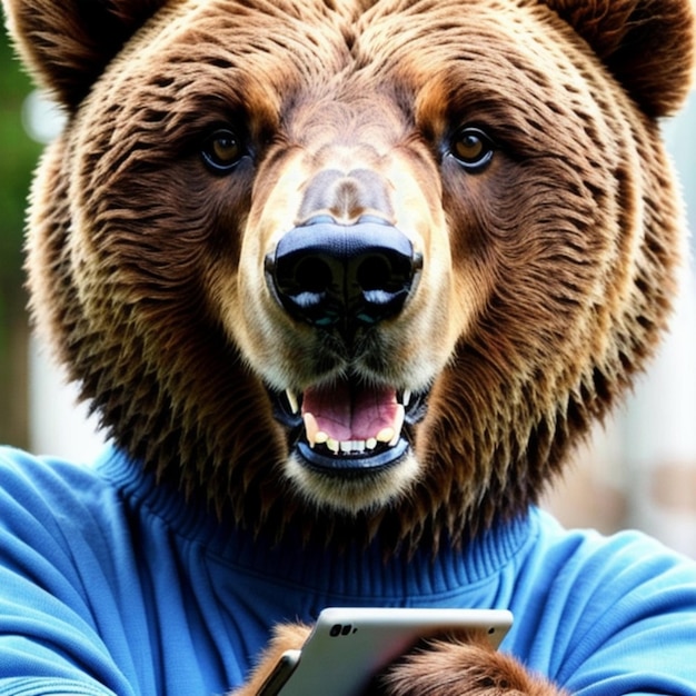 Premium AI Image | Front view of brown bear ai generated