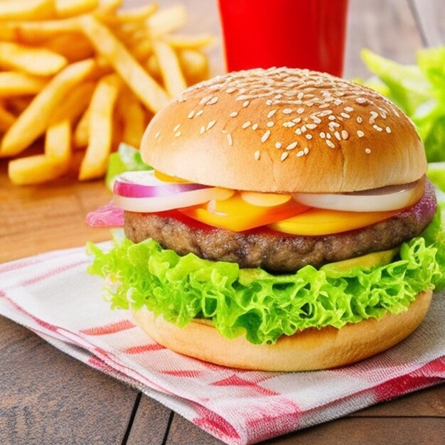 Front view of a burger hamburger burger with beef vol 217