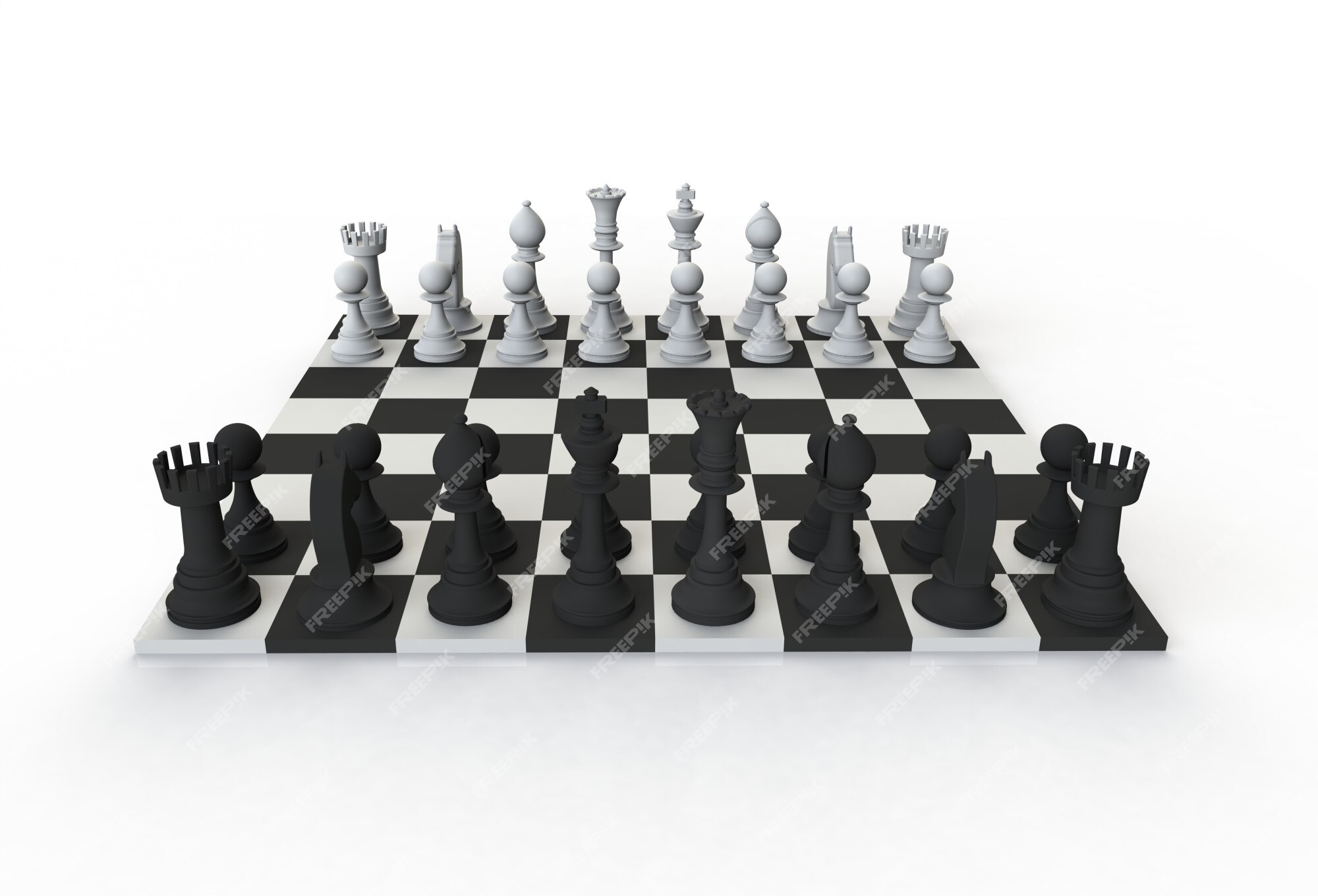 Chess board with figures in white background, Stock image