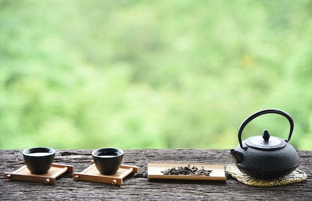 front view Chinese tea oriental drink style on the table