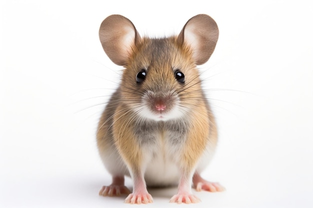 Front View Close Up of Mouse Animal Isolated on White Background Generative AI