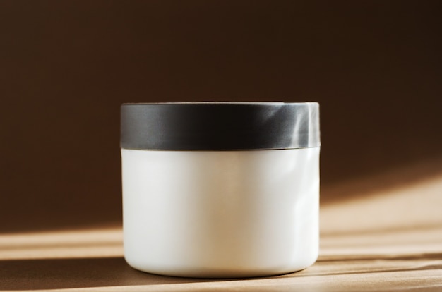 Photo front view of cosmetic cream jar