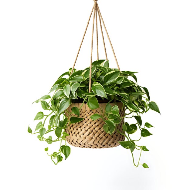 Photo front view of a decorative potted plant for interior home decor on a minimalist white background