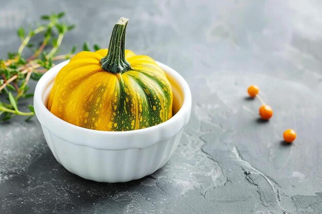 Photo front view delicious squash meal with fresh red dogwoods on a grey space