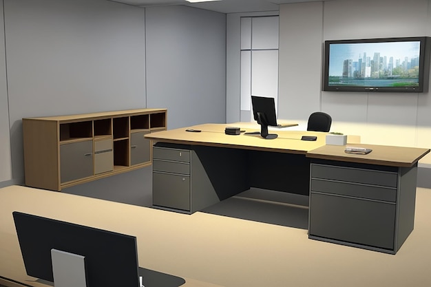 front view of desk concept with copy space