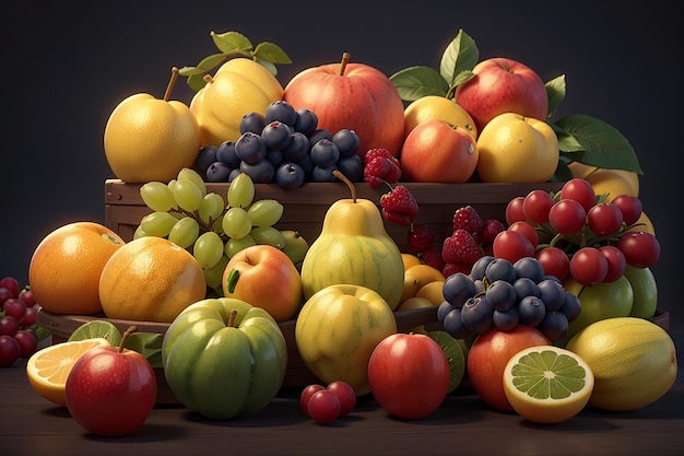 Front view different fruits composition ripe and mellow fruits on dark background diet fruit mellow ripe fresh