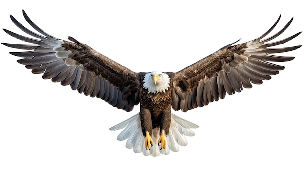 Front view of eagle hawk bird isolated on white background