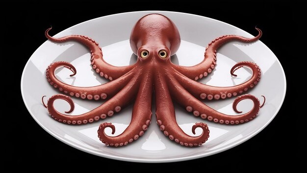 Photo front view fresh octopus with black background