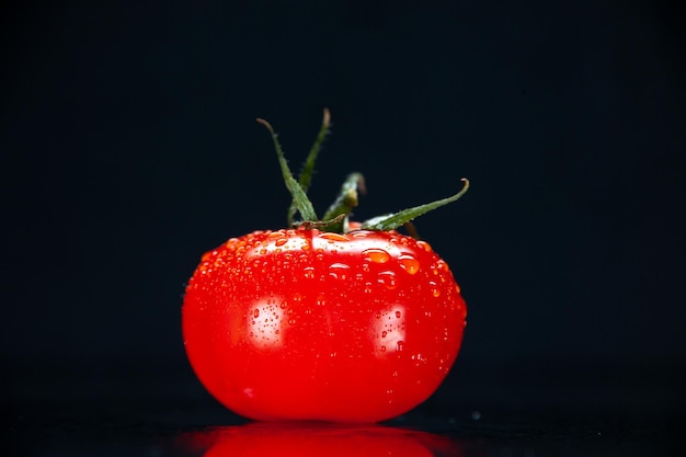 Front view fresh red tomato on the dark background color ripe mellow tree photo pear exotic vegetable salad