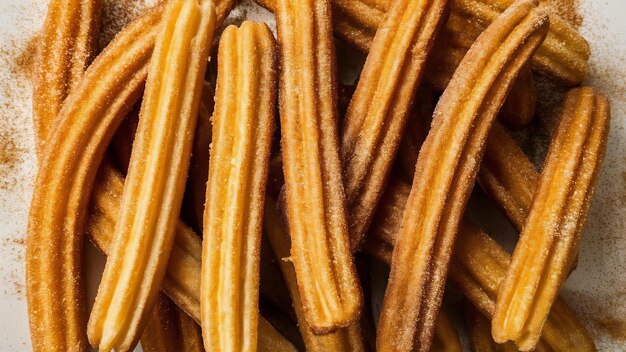 Foto churros fritti con zucchero in vista anteriore