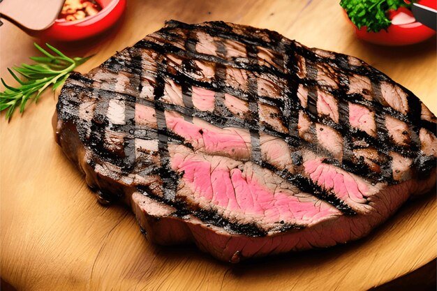 A front view fried meat with greens inside dark plate on the brown wooden desk meal food dinner