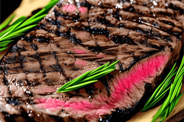 A front view fried meat with greens inside dark plate on the brown wooden desk meal food dinner