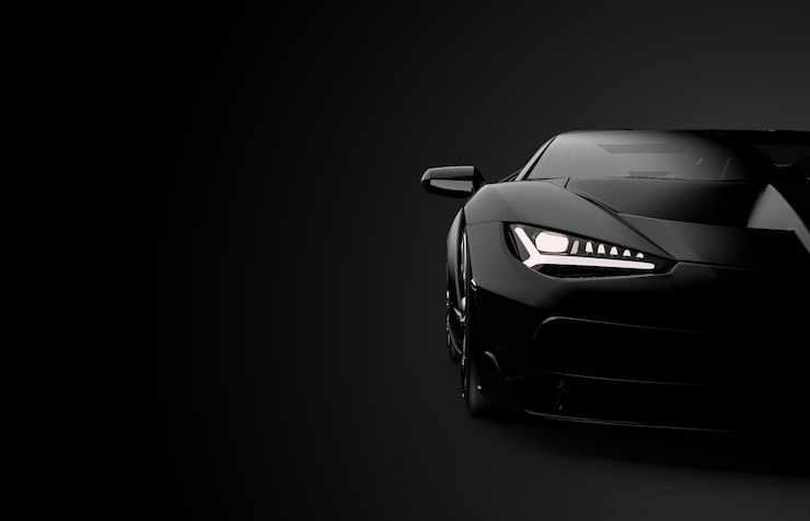 Photo front view of a generic and brandless modern sport car on black