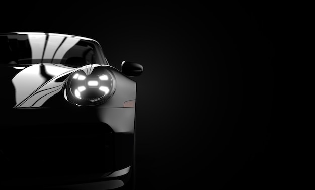 Front view of a generic and brandless sport car 3D illustration