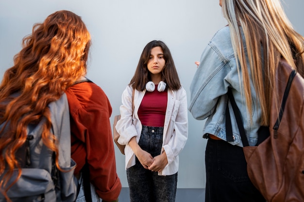 Front view girl being bullied