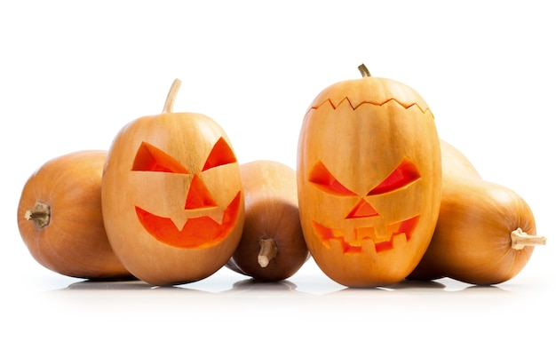 Front view of Halloween pumpkins