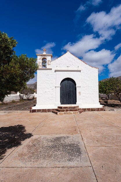 front view of the hermitage of san Agustin in the town of Tefia, Fuerteventura