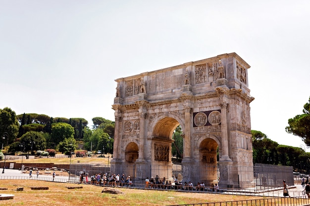 Front view on italian Colosseum.