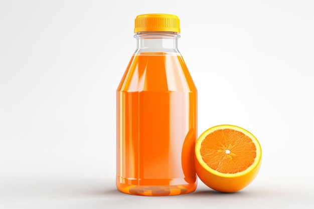 Photo front view juice bottle on isolated surface