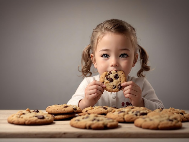 Photo front view kids with delicious cookie