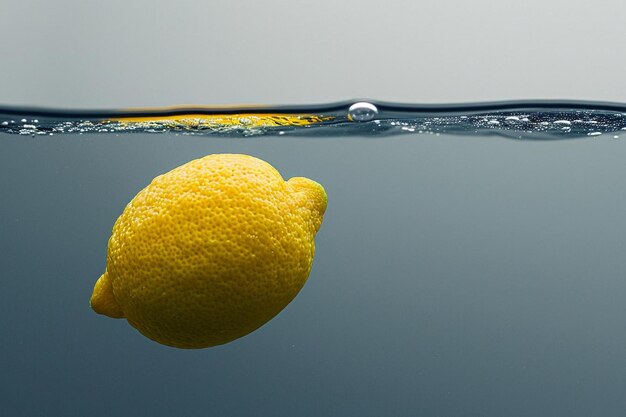 Photo front view of lemon in water with copy space