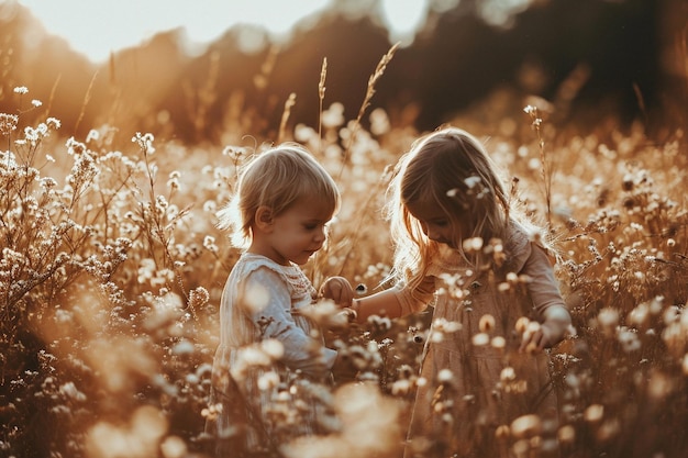 Photo front view of lovely kids playing