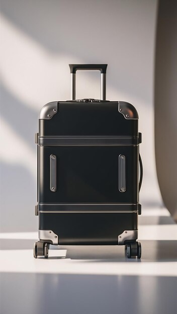 Photo front view of luggage with copy space