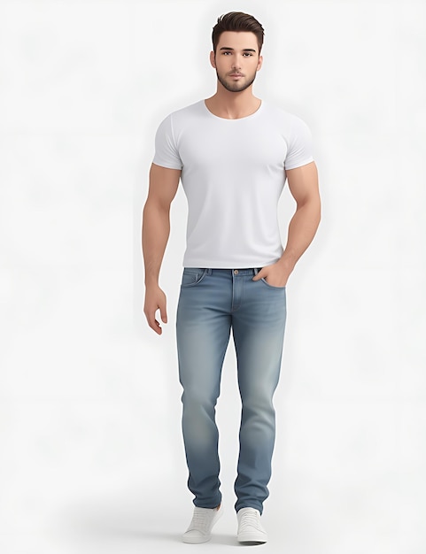 Front View Mannelijk model in stijlvolle casual kleding Mockup