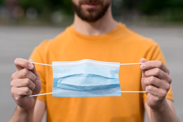 Foto maschera medica di vista frontale per protezione