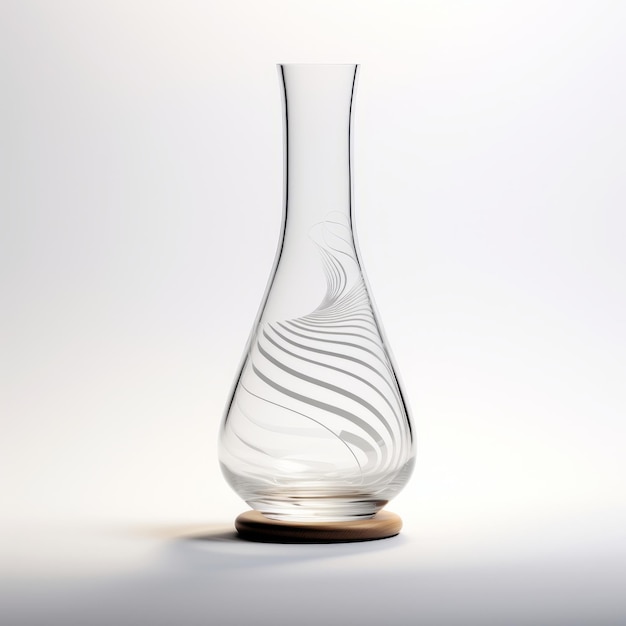 Front view minimalistic of an isolated artistic wine decanter