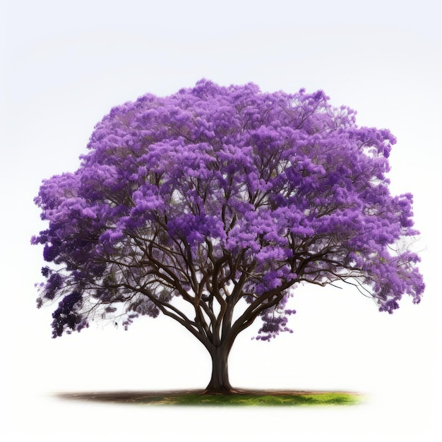 Front view minimalistic of an isolated Jacaranda tree