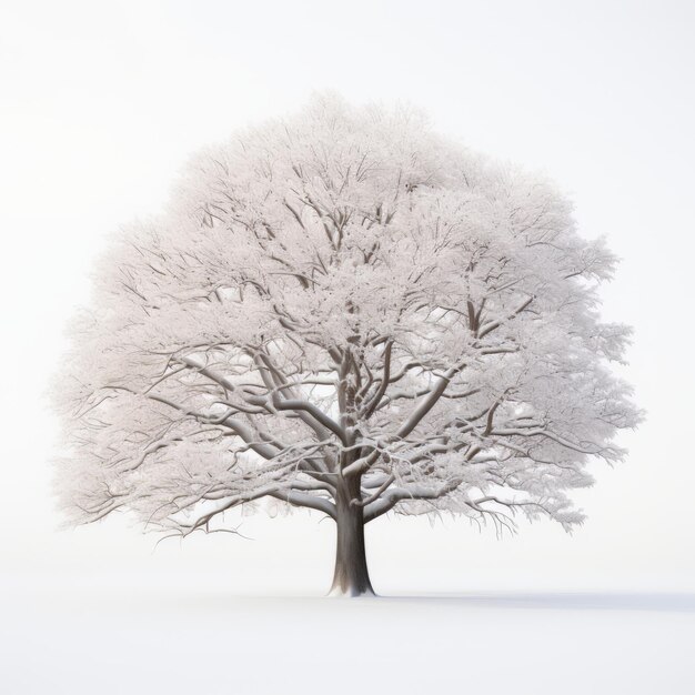 Photo front view minimalistic of a snowladen hornbeam tree