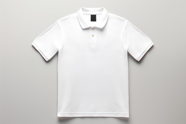 Front view mockup of white polo shirt in the style of subtle simplicity